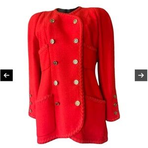 Vintage Wool & Silk CHANEL Red Double-Breasted Blazer